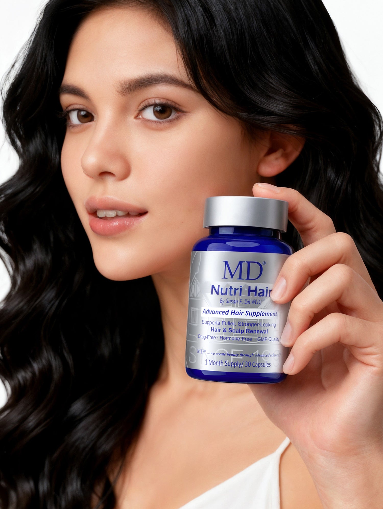 Infographic showing the observed efficacy of MD Nutri Hair. Physician survey results indicate 83% of users saw improved hair fullness and appearance.