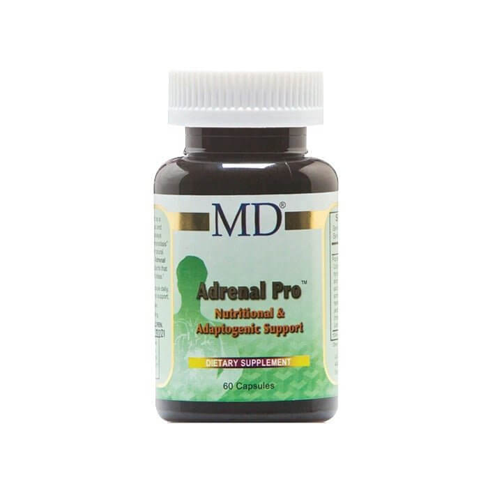 MD Adrenal Pro supplement bottle front view – adrenal support, stress relief, and cortisol balance formula

